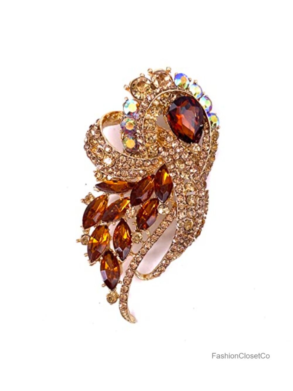 Austrian Crystal Flower Bouquet Wing Brooch Pin for Women